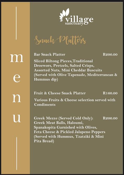 village sanctuary menu